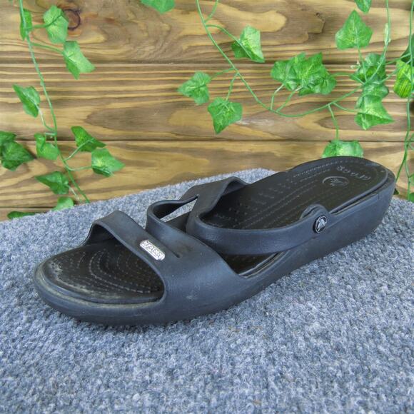 Crocs Women's Slide Black Synthetic‎ Sz 8 Medium Used 2025 - Picture 1 of 6